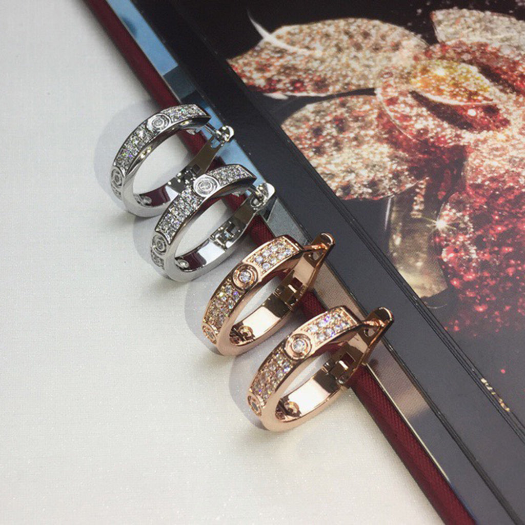 [Resenly Jewelry]LOVE 5.5MM DIAMOND PAVED EARRINGS
