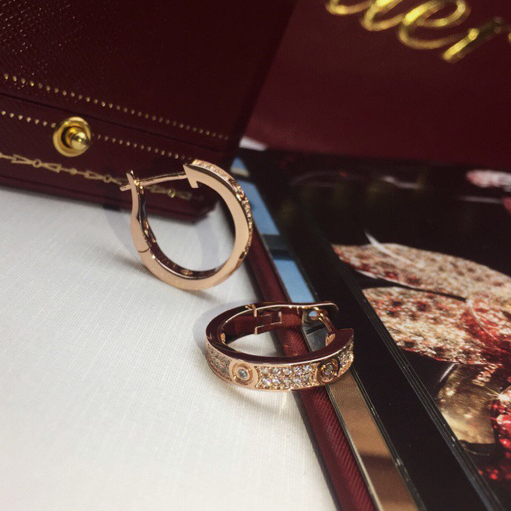 [Resenly Jewelry]LOVE 5.5MM DIAMOND PAVED EARRINGS