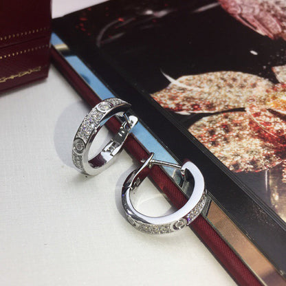 [Resenly Jewelry]LOVE 5.5MM DIAMOND PAVED EARRINGS