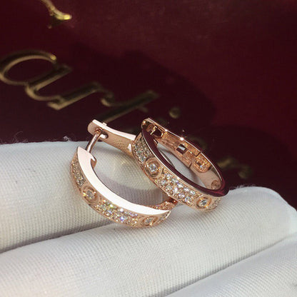 [Resenly Jewelry]LOVE 5.5MM DIAMOND PAVED EARRINGS