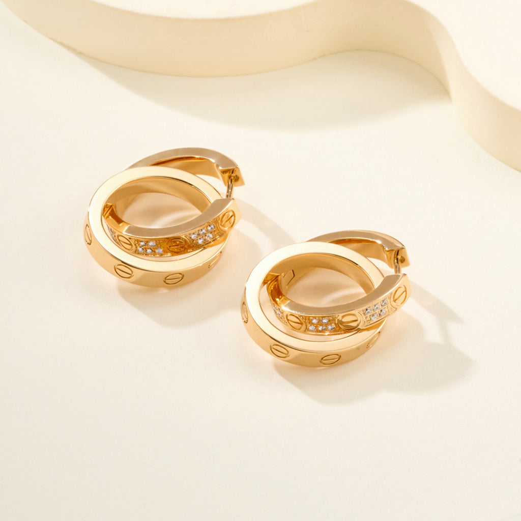 [Resenly Jewelry]LOVE 3.3MM DANGLE HALF DIAMOND EARRINGS