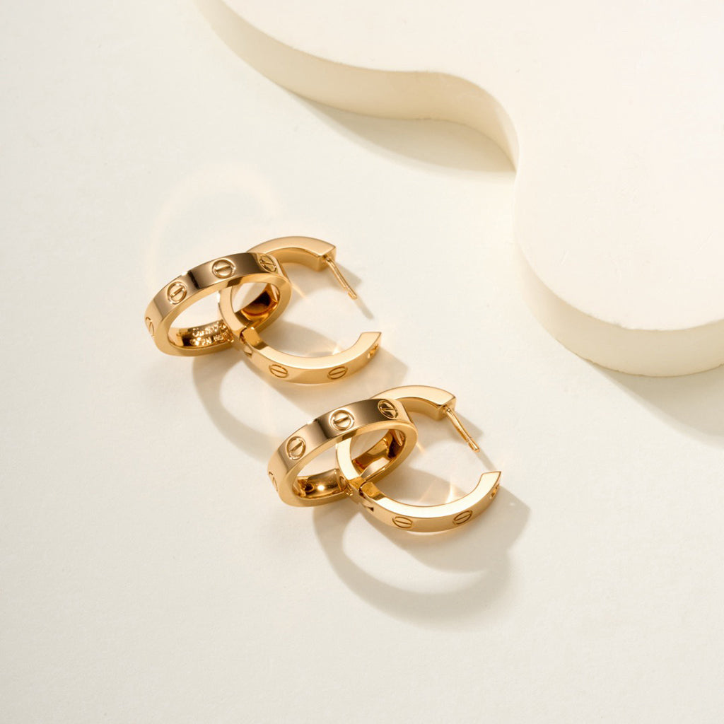 [Resenly Jewelry]LOVE 3.3MM DANGLE HALF DIAMOND EARRINGS