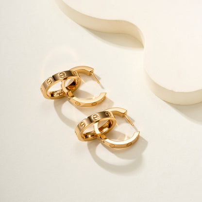 [Resenly Jewelry]LOVE 3.3MM DANGLE HALF DIAMOND EARRINGS