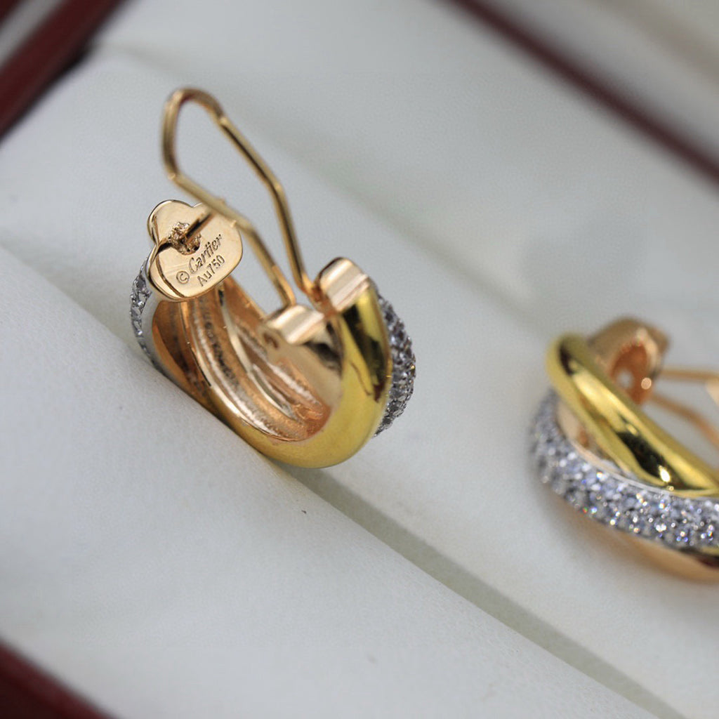 [Resenly Jewelry]TRINITY HALF DIAMOND  CLASSIC EARRINGS