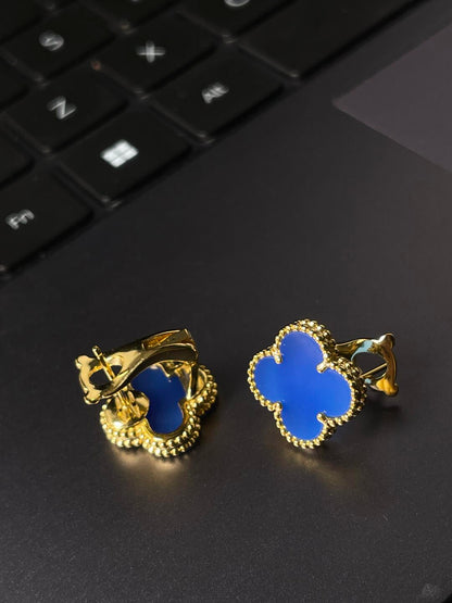 [Resenly Jewelry] CLOVER LARGE (20mm) 1 MOTIFS BLUE MOP STUD EARRINGS
