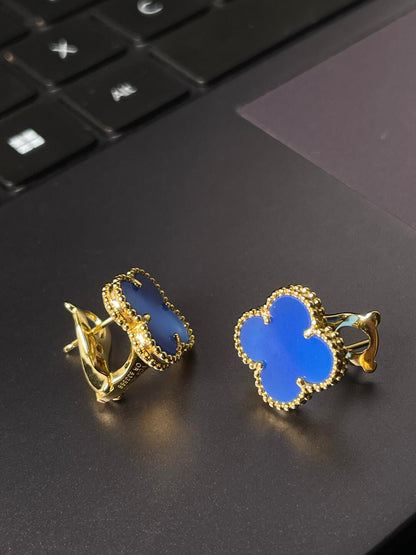 [Resenly Jewelry] CLOVER LARGE (20mm) 1 MOTIFS BLUE MOP STUD EARRINGS