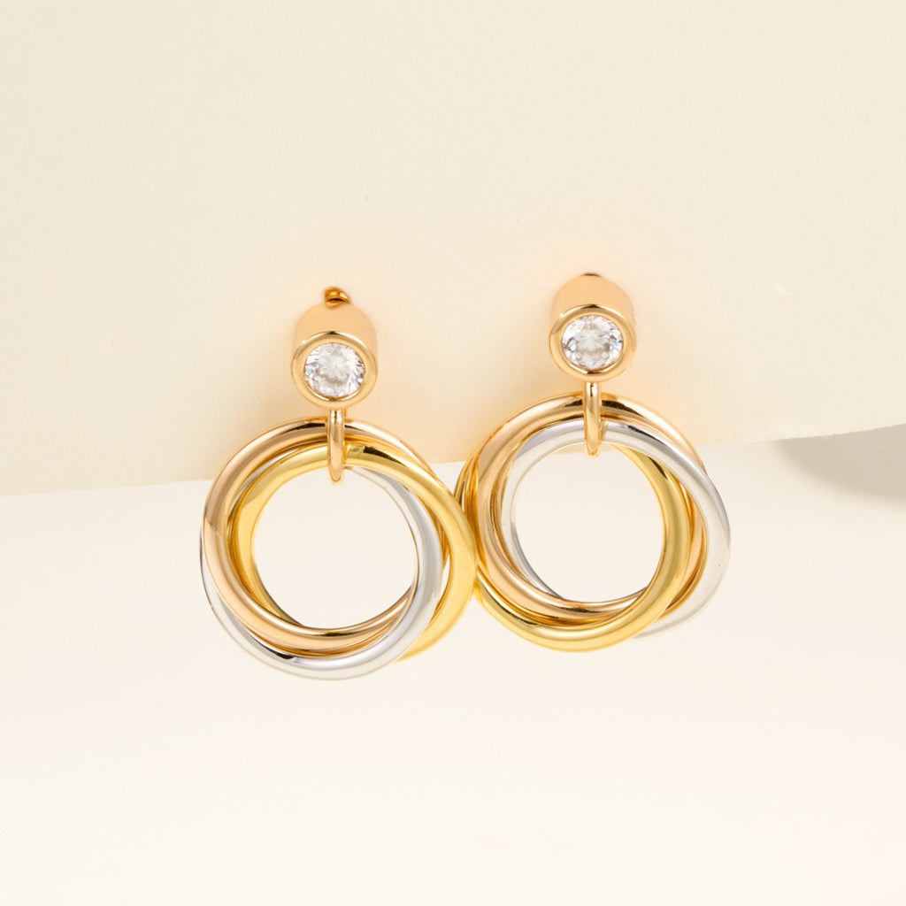 [Resenly Jewelry]TRINITY ON DIAMOND  EARRINGS