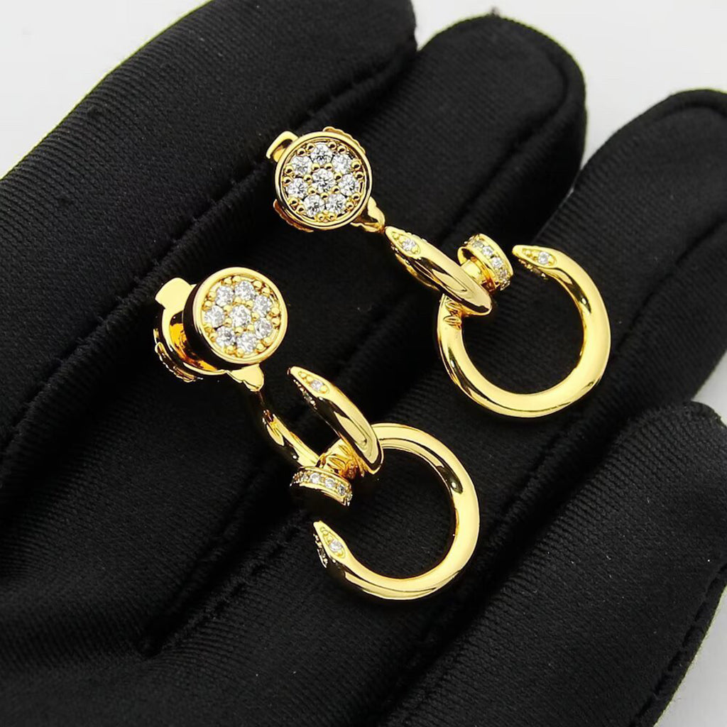 [Resenly Jewelry]JUSTE HALF DIAMOND DOUBLE EARRINGS