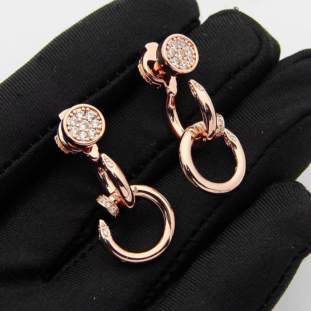 [Resenly Jewelry]JUSTE HALF DIAMOND DOUBLE EARRINGS