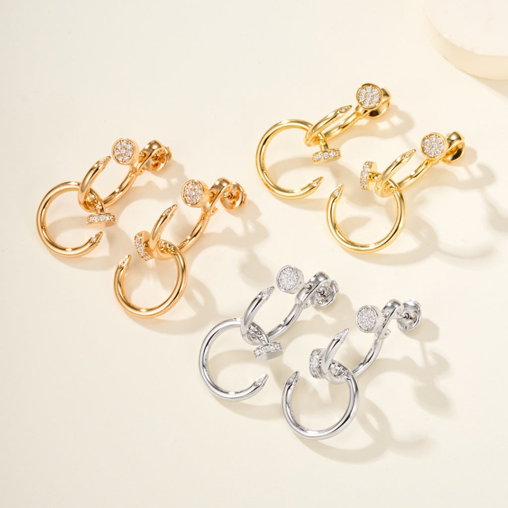 [Resenly Jewelry]JUSTE HALF DIAMOND DOUBLE EARRINGS