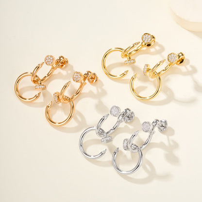 [Resenly Jewelry]JUSTE HALF DIAMOND DOUBLE EARRINGS
