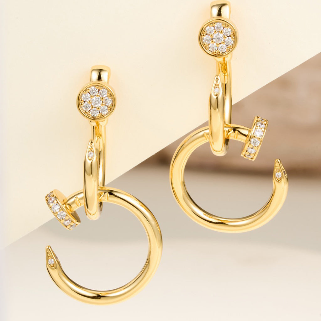 [Resenly Jewelry]JUSTE HALF DIAMOND DOUBLE EARRINGS