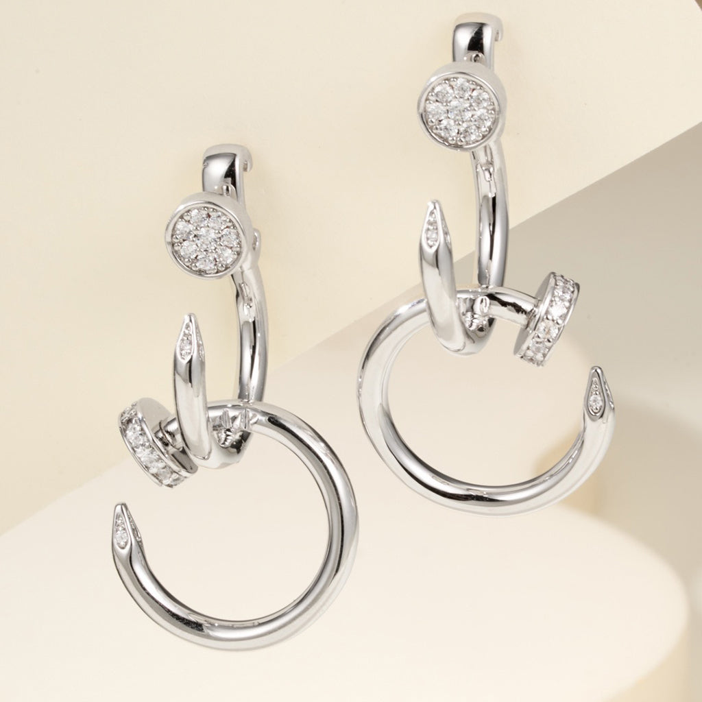 [Resenly Jewelry]JUSTE HALF DIAMOND DOUBLE EARRINGS