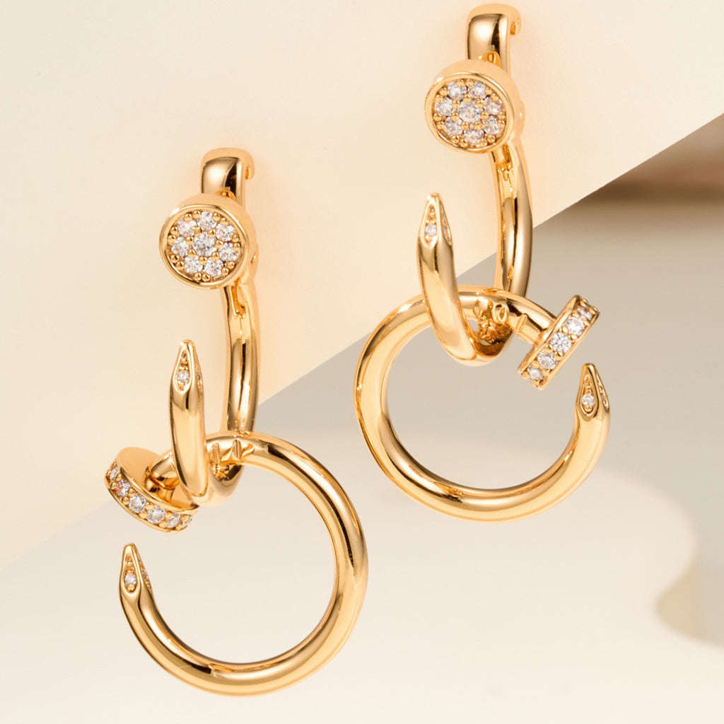 [Resenly Jewelry]JUSTE HALF DIAMOND DOUBLE EARRINGS