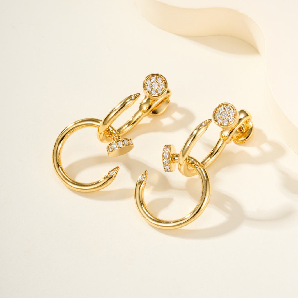 [Resenly Jewelry]JUSTE HALF DIAMOND DOUBLE EARRINGS