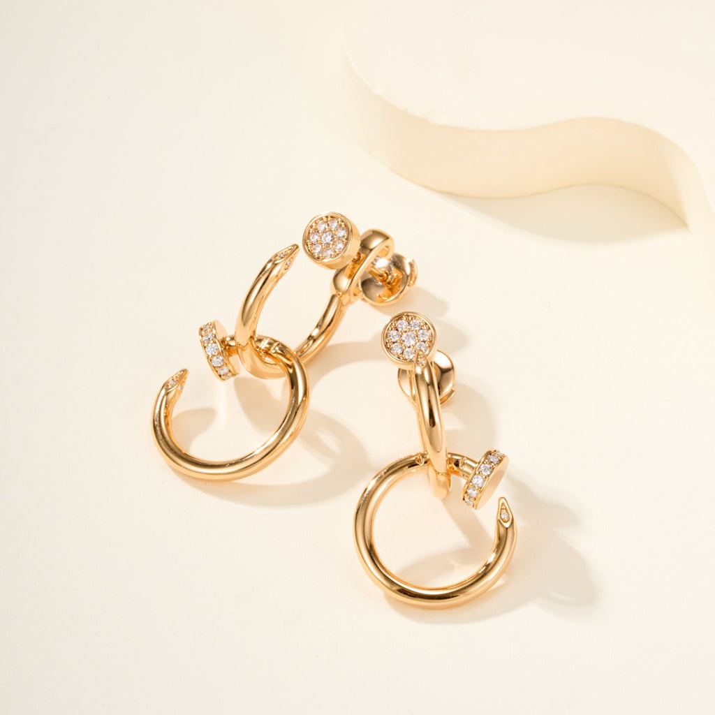 [Resenly Jewelry]JUSTE HALF DIAMOND DOUBLE EARRINGS