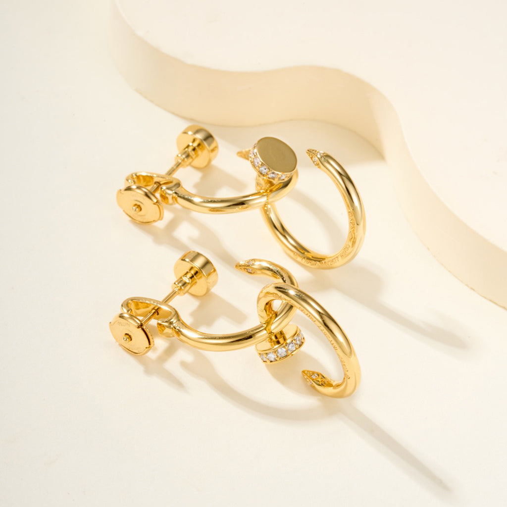 [Resenly Jewelry]JUSTE HALF DIAMOND DOUBLE EARRINGS