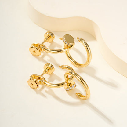 [Resenly Jewelry]JUSTE HALF DIAMOND DOUBLE EARRINGS