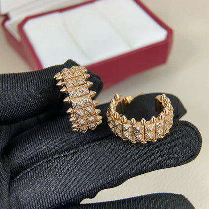 [Resenly Jewelry]CLASH 9.2MM FULL DIAMOND DOUBLE ROW EARRINGS