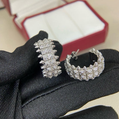 [Resenly Jewelry]CLASH 9.2MM FULL DIAMOND DOUBLE ROW EARRINGS