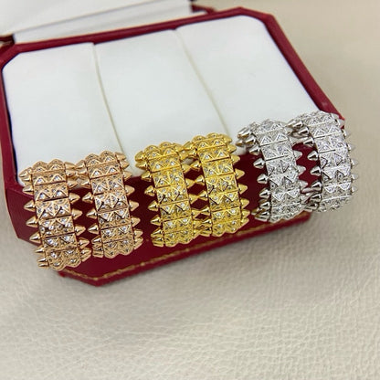 [Resenly Jewelry]CLASH 9.2MM FULL DIAMOND DOUBLE ROW EARRINGS