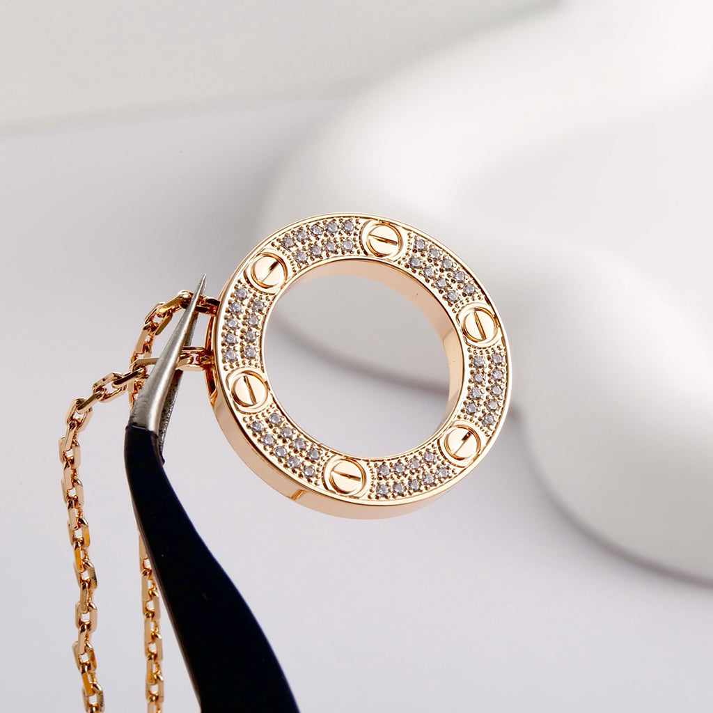 [Resenly Jewelry]LOVE NECKLACE 16MM  FULL DIAMOND