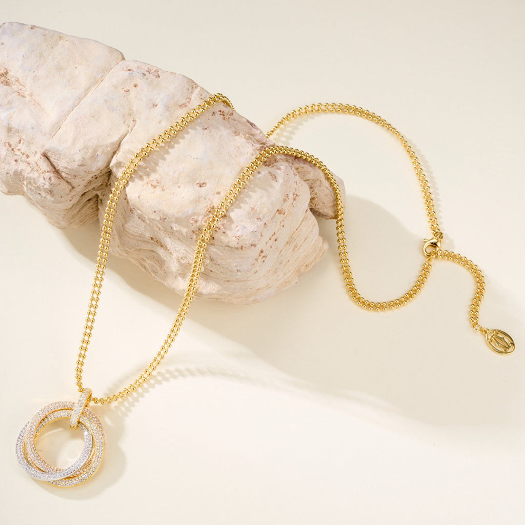 [Resenly Jewelry]TRINITY LARGE FULL DIAMOND  NECKLACE