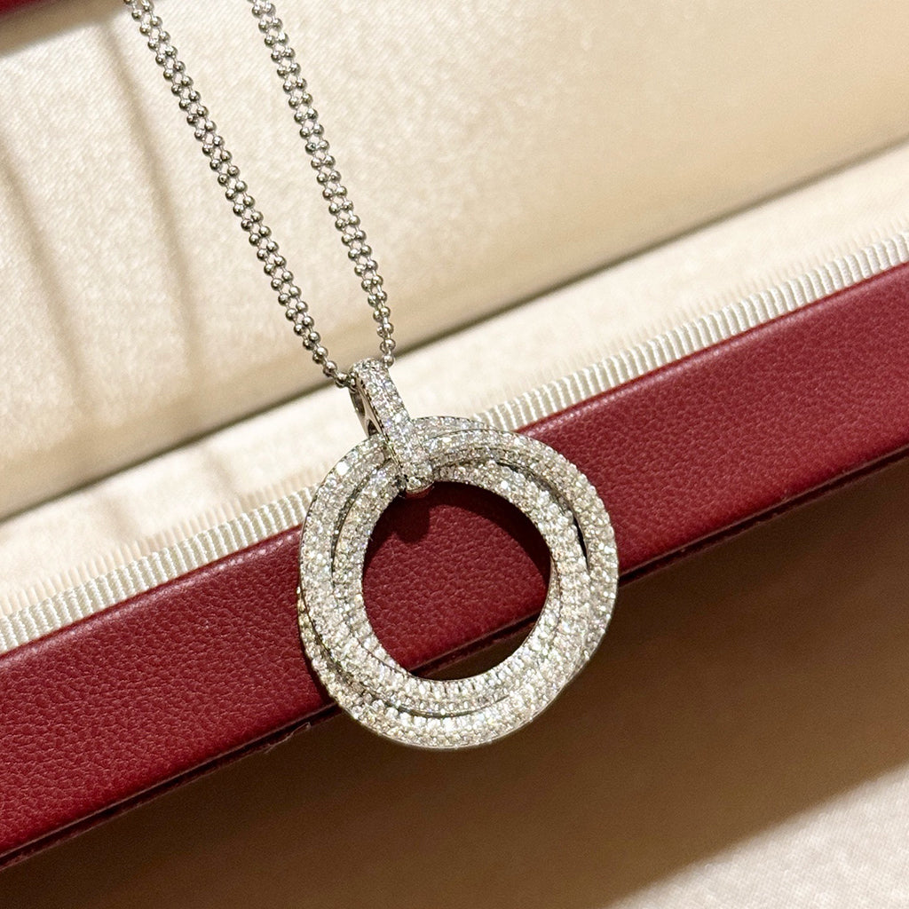 [Resenly Jewelry]TRINITY LARGE FULL DIAMOND  NECKLACE