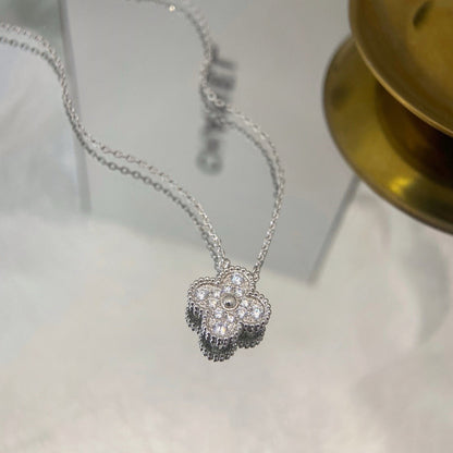 [Resenly Jewelry]CLOVER 15MM DIAMOND SINGLE FLOWER NECKLACE
