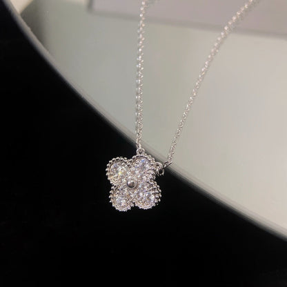 [Resenly Jewelry]CLOVER 15MM DIAMOND SINGLE FLOWER NECKLACE