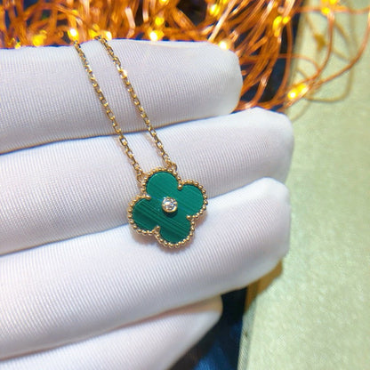 [Resenly Jewelry]CLOVER 15MM DIAMOND TURQUOISE NECKLACE