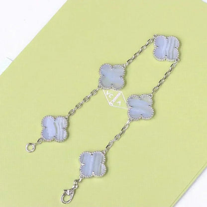 [Resenly Jewelry] CLOVER 5 MOTIF PURPLE CHALCEDONY BRACELET COLLECTION