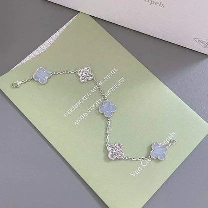 [Resenly Jewelry] CLOVER 5 MOTIF PURPLE CHALCEDONY BRACELET COLLECTION