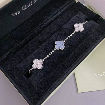 [Resenly Jewelry] CLOVER 5 MOTIF PURPLE CHALCEDONY BRACELET COLLECTION