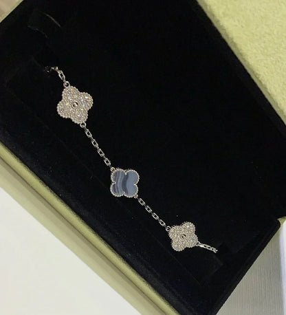 [Resenly Jewelry] CLOVER 5 MOTIF PURPLE CHALCEDONY BRACELET COLLECTION