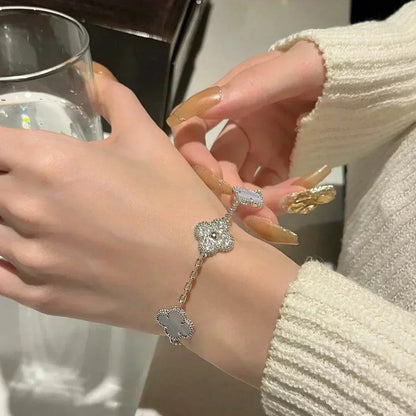 [Resenly Jewelry] CLOVER 5 MOTIF PURPLE CHALCEDONY BRACELET COLLECTION