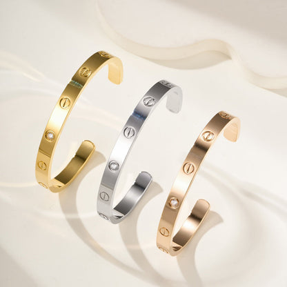 [Resenly Jewelry]LOVE BRACELET 6.1MM 1 DIAMOND OPEN CUFF