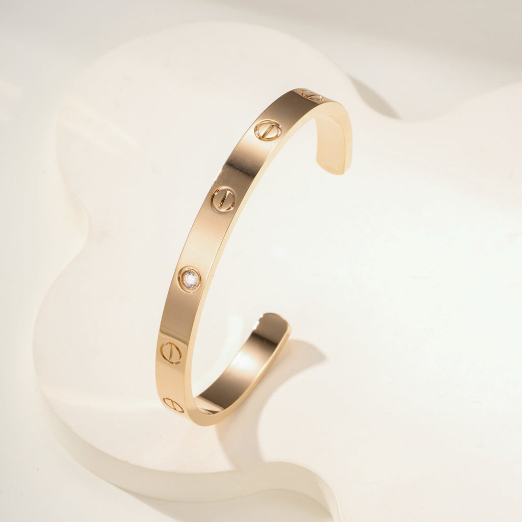 [Resenly Jewelry]LOVE BRACELET 6.1MM 1 DIAMOND OPEN CUFF