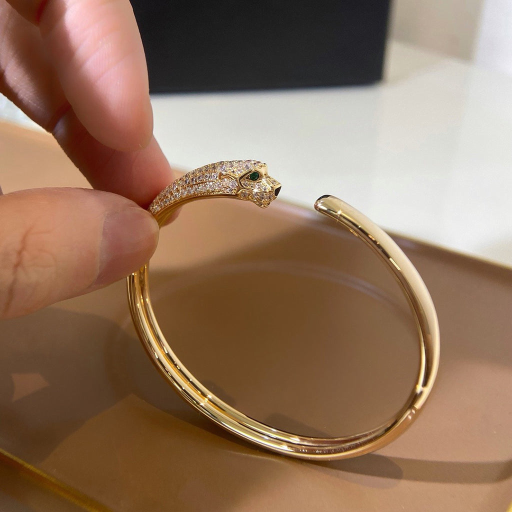 [Resenly Jewelry]PANTHERE HALF DIAMOND OPEN BRACELET