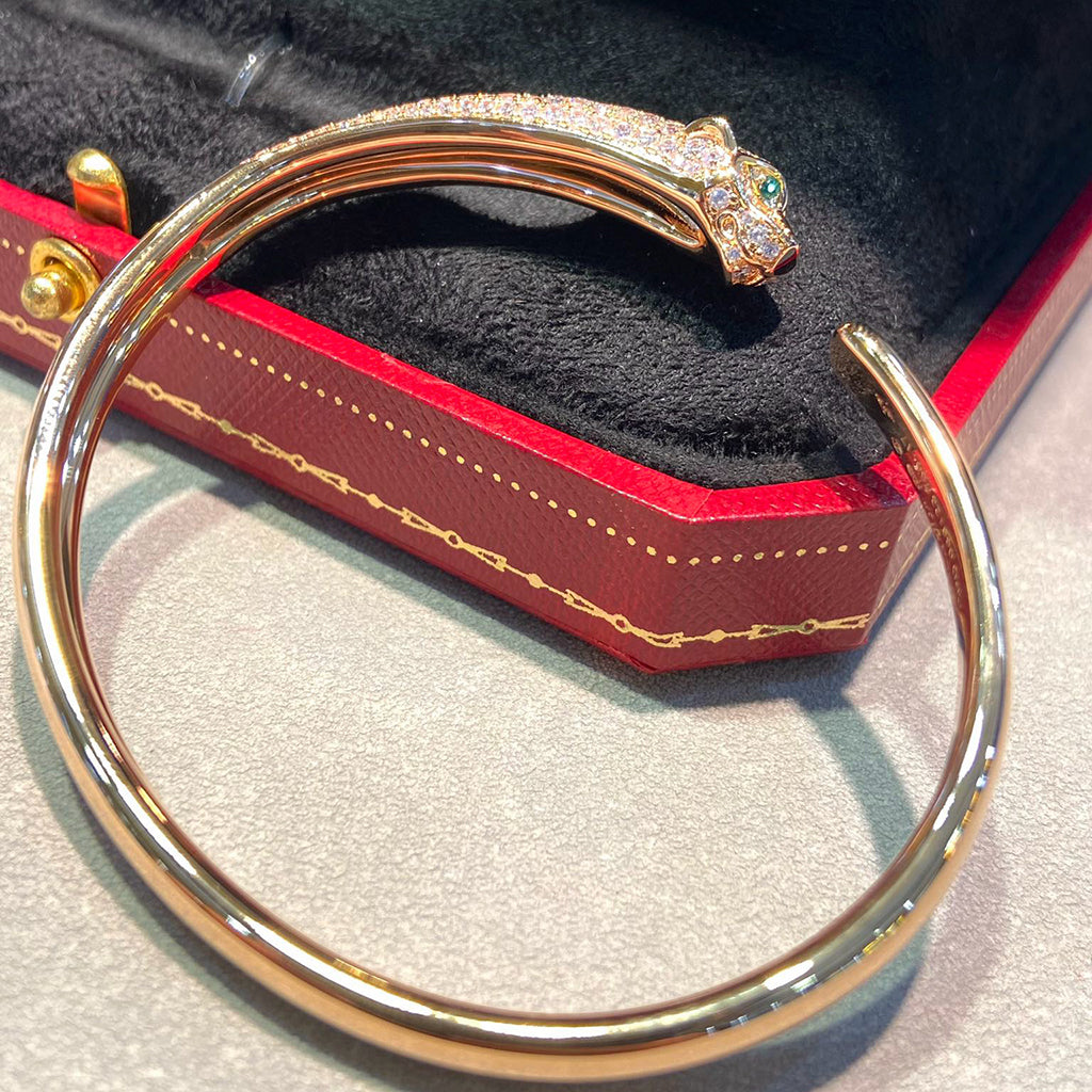 [Resenly Jewelry]PANTHERE HALF DIAMOND OPEN BRACELET