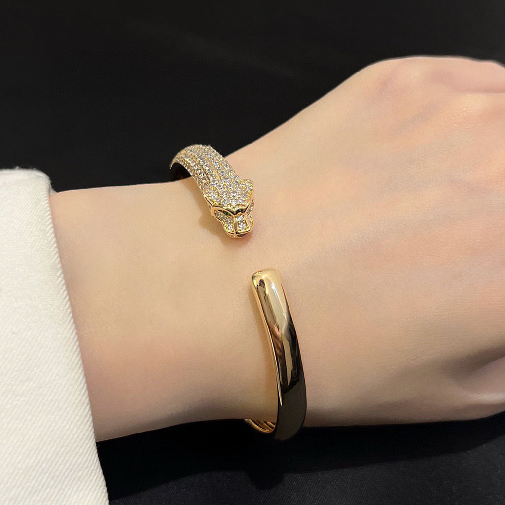 [Resenly Jewelry]PANTHERE HALF DIAMOND OPEN BRACELET