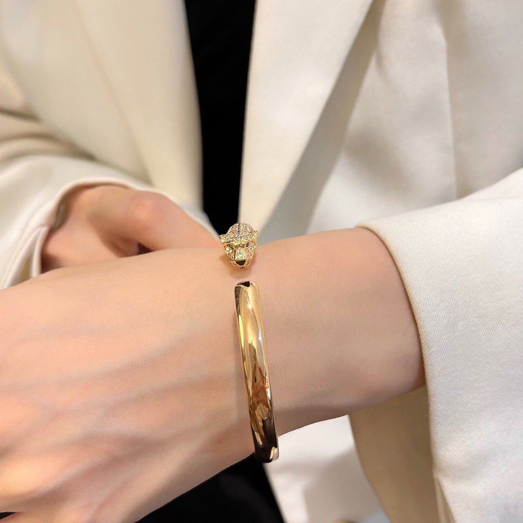 [Resenly Jewelry]PANTHERE HALF DIAMOND OPEN BRACELET