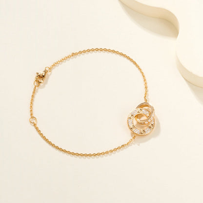 [Resenly Jewelry]LOVE DOUBLE RING FULL DIAMOND BRACELET
