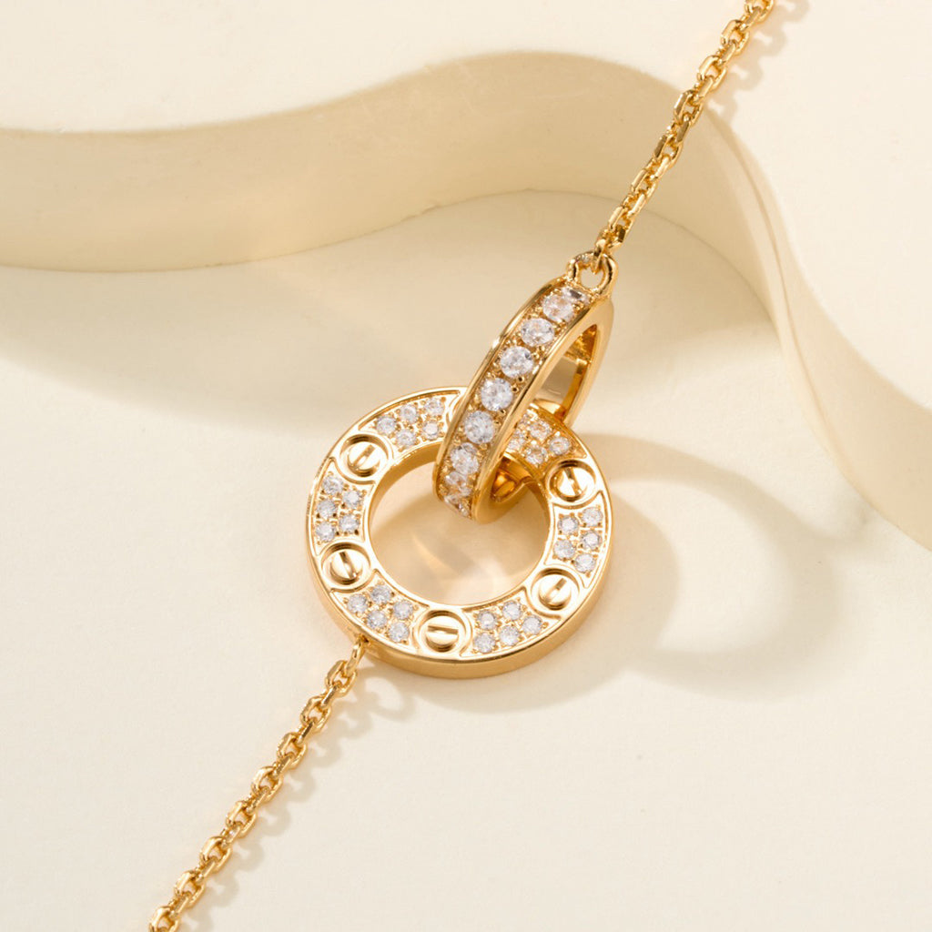 [Resenly Jewelry]LOVE DOUBLE RING FULL DIAMOND BRACELET