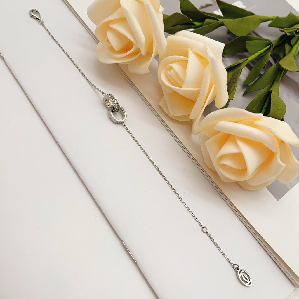[Resenly Jewelry]LOVE DOUBLE RING HALF DIAMOND BRACELET