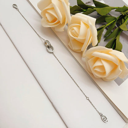 [Resenly Jewelry]LOVE DOUBLE RING HALF DIAMOND BRACELET