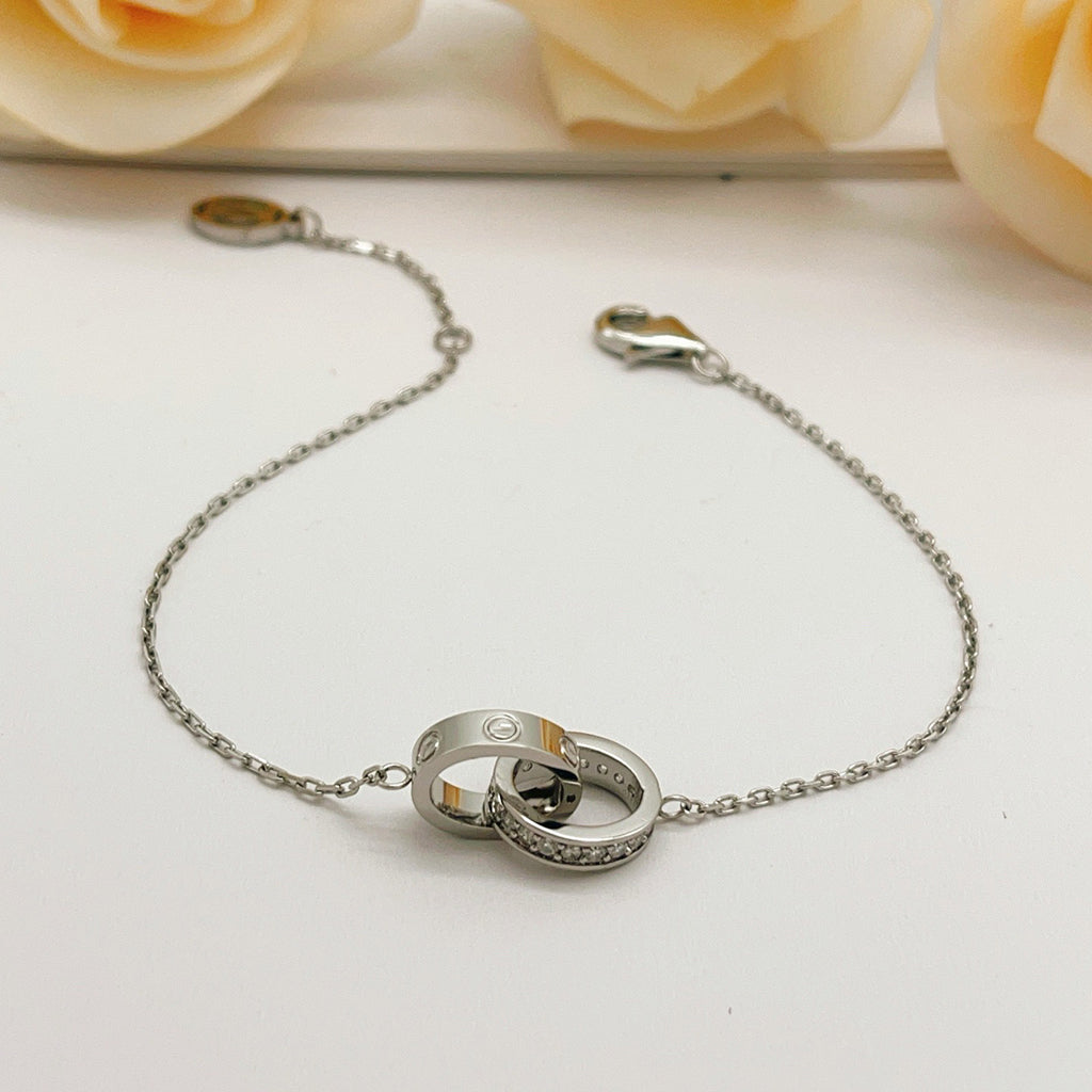 [Resenly Jewelry]LOVE DOUBLE RING HALF DIAMOND BRACELET