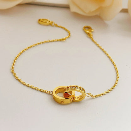 [Resenly Jewelry]LOVE DOUBLE RING HALF DIAMOND BRACELET