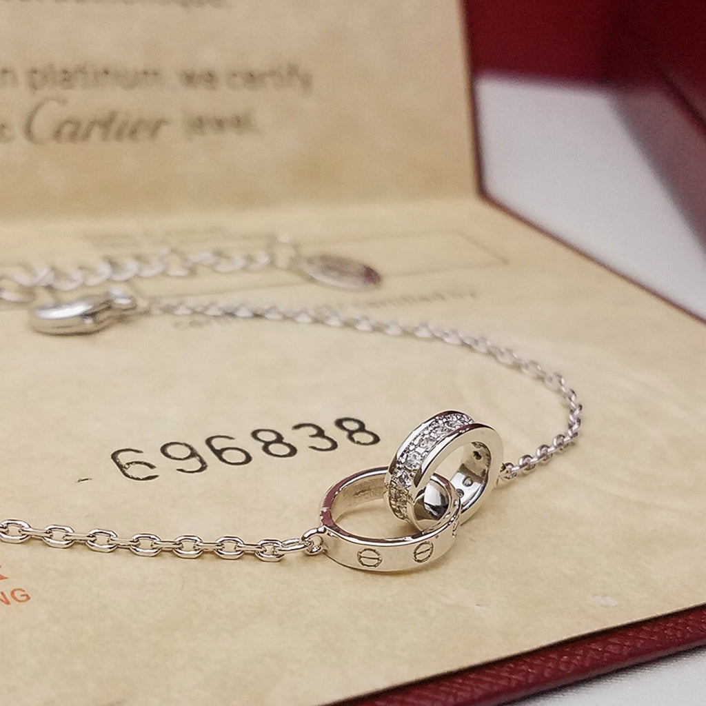 [Resenly Jewelry]LOVE DOUBLE RING HALF DIAMOND BRACELET