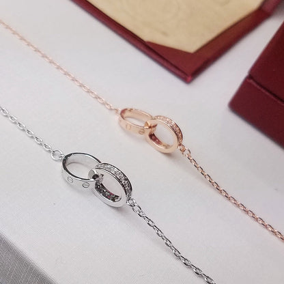 [Resenly Jewelry]LOVE DOUBLE RING HALF DIAMOND BRACELET